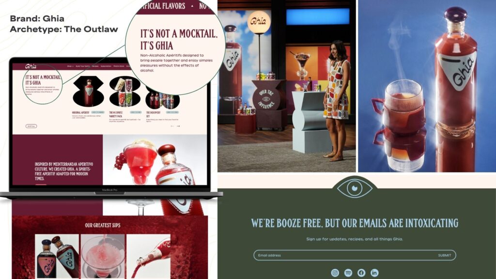 A collage of photos from the brand Ghia to demonstrate how brand archetypes work